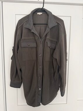 LA MIEL Men's Military-Style Charcoal Fleece Field Jacket